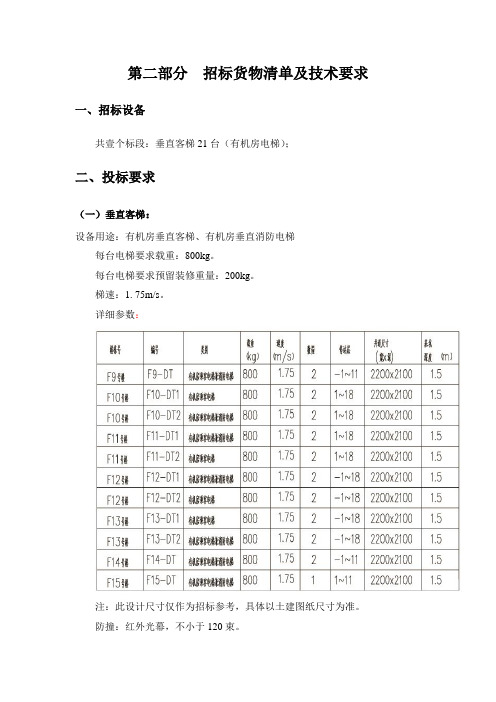 电梯技术要求