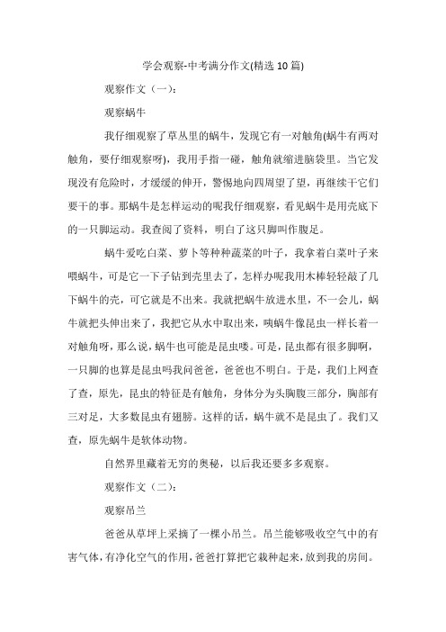学会观察-中考满分作文(精选10篇)