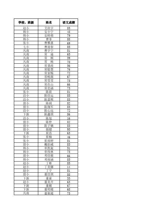 2011年度小学六年级抽测成绩汇总