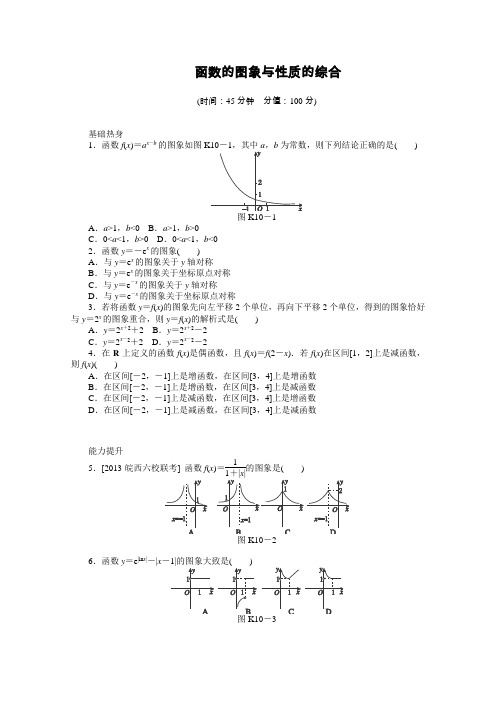 【山东专用】2014届高考数学(理)一轮复习专题集训《函数的图象与性质的综合》Word版含解析