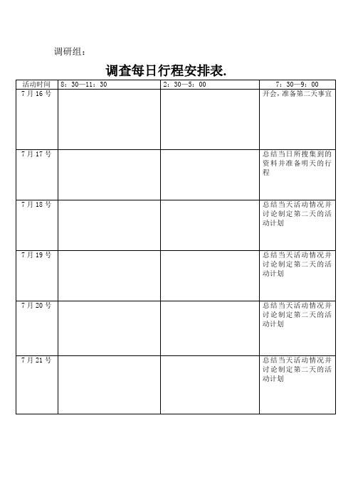 调研-每日行程记录表