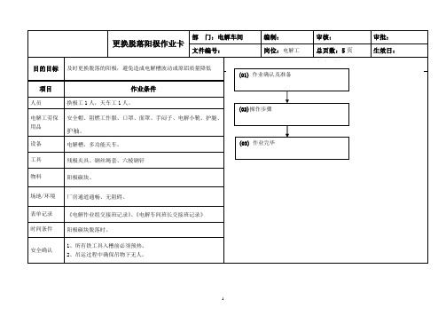 电解更换脱落阳极作业卡