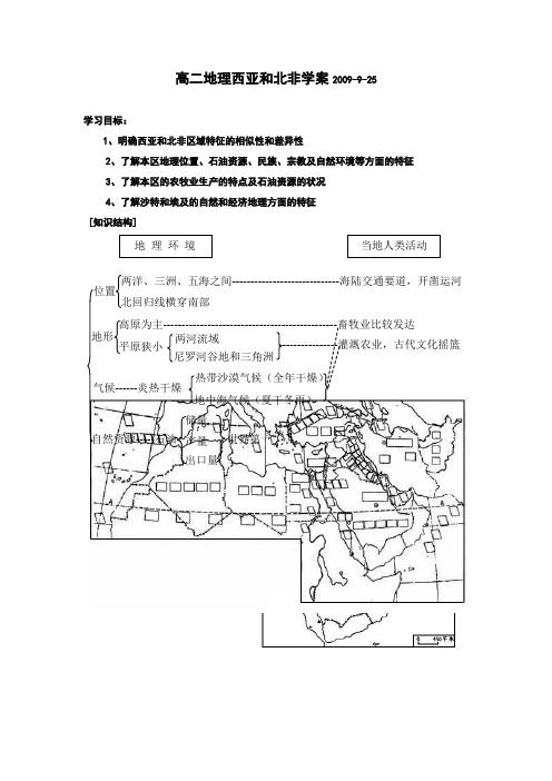 高二地理西亚和北非学案