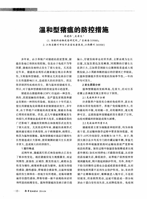 温和型猪瘟的防控措施