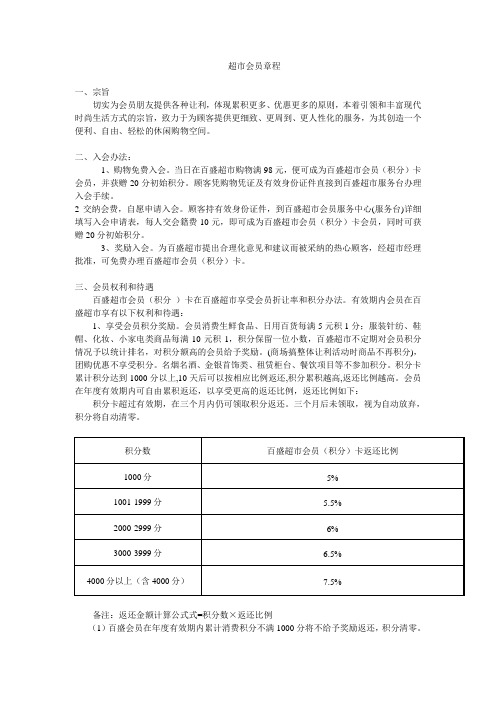 超市会员章程