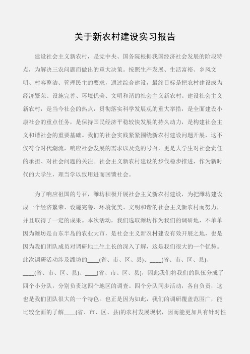(实习报告)关于新农村建设实习报告