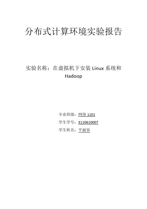 分布式计算环境实验报告