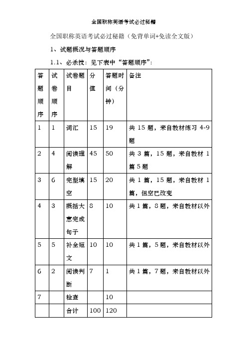 全国职称英语考试必过秘籍