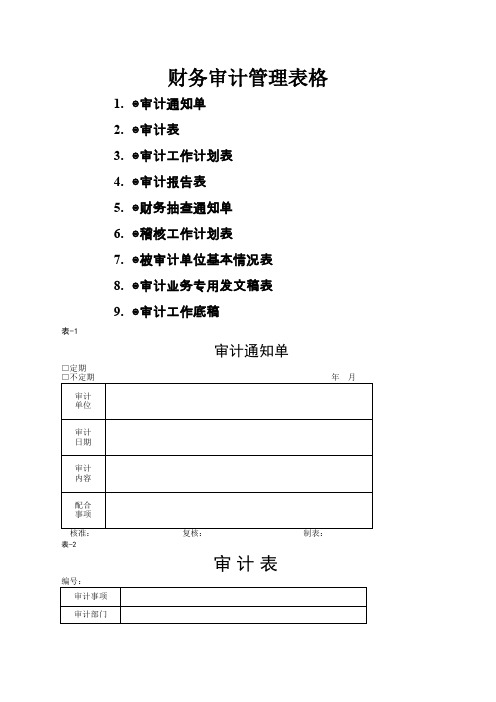 财务审计管理表格(个表格)