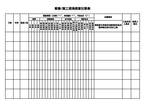 装修施工现场巡查记录表