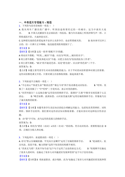 部编中考语文 短语训练含解析