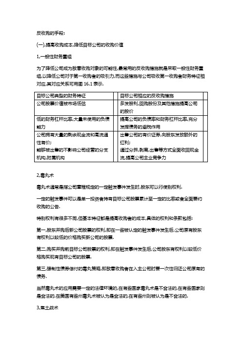 反收购的手段