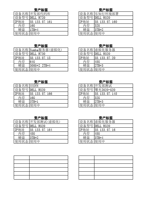 固定资产标签打印模板