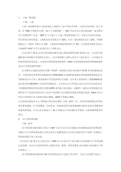 电梯品牌介绍