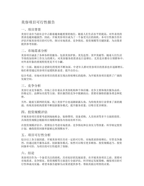 美容项目可行性报告