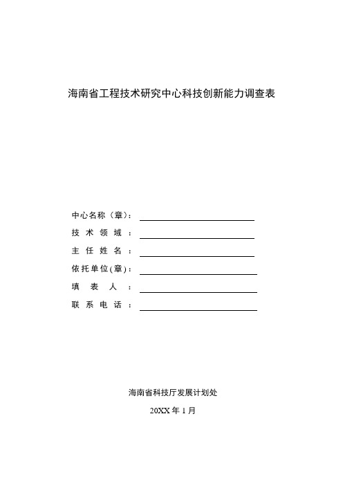表格模板-海南省工程技术研究中心科技创新能力调查表 精品