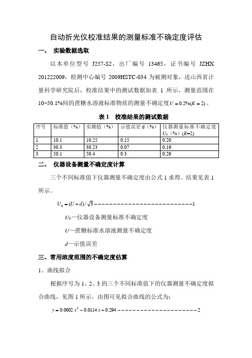 鲁道夫自动折光仪校准结果测量不确定度评定