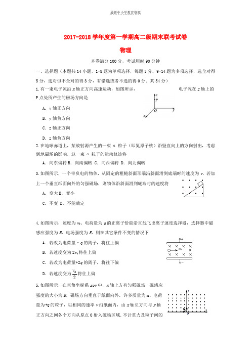 精选2017_2018学年高二物理上学期期末考试试题(1)