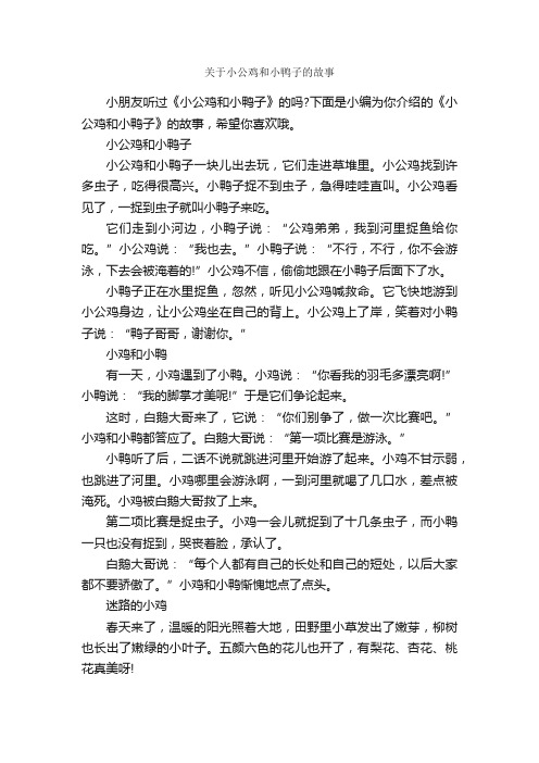 关于小公鸡和小鸭子的故事_睡前故事