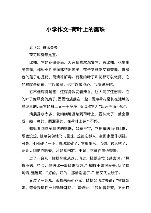 小学作文-荷叶上的露珠
