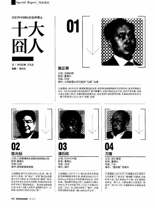 2011年中国民企总评榜之十大囧人