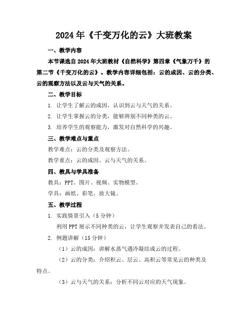 2024年《千变万化的云》大班教案