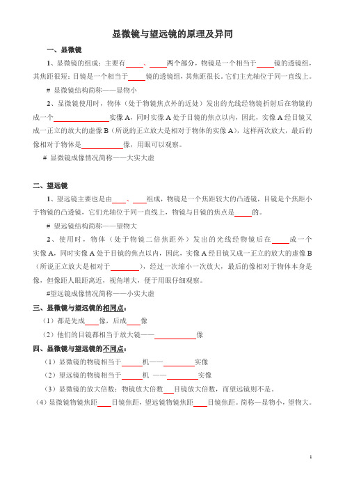 显微镜与望远镜的原理及异同