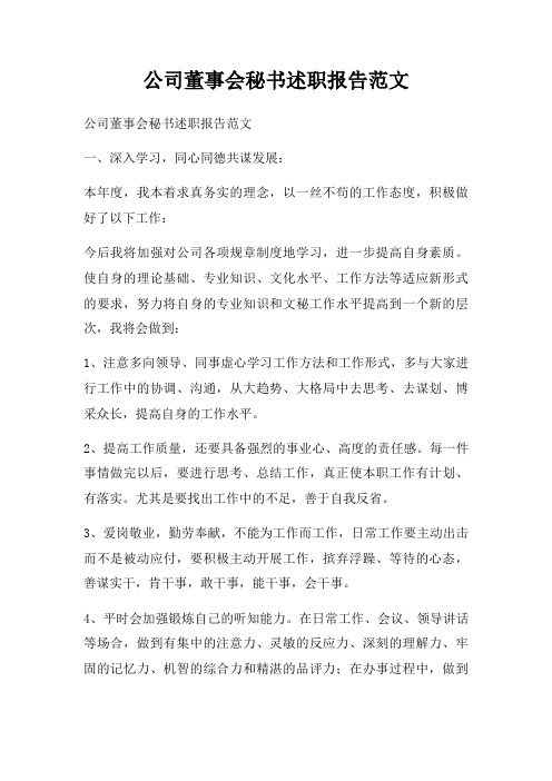 公司董事会秘书述职报告范文