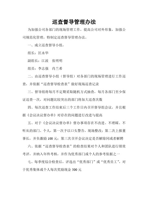 巡查督导管理办法