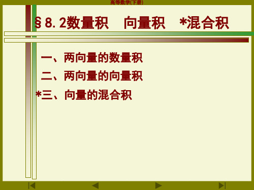 高等数学第八章 第二节 数量积 向量积 混合积 ppt
