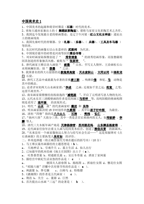 中国美术史试题及答案