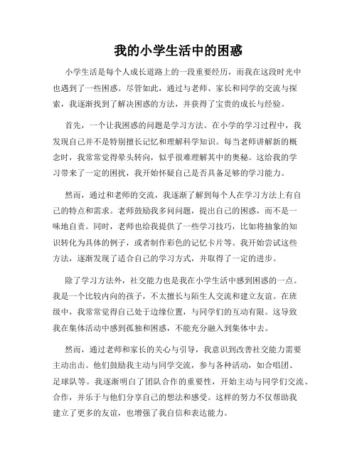 我的小学生活中的困惑