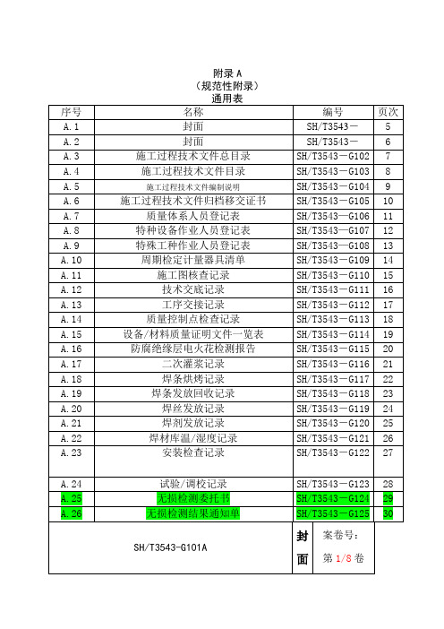 SH-T3543附录A-通用表格模板填写说明