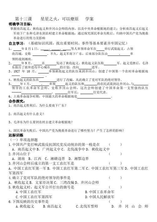 12星星之火,可以燎原(学案)