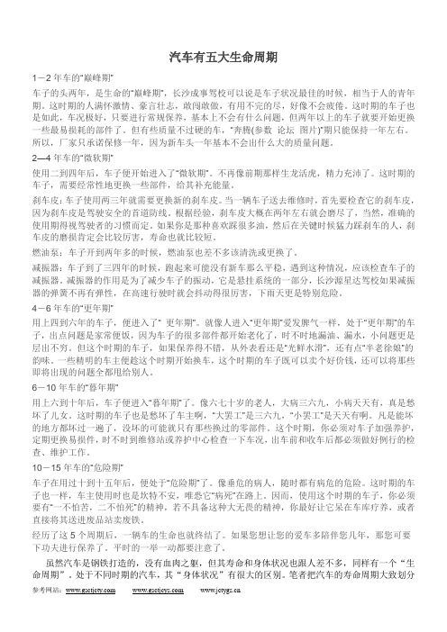 汽车有五大生命周期
