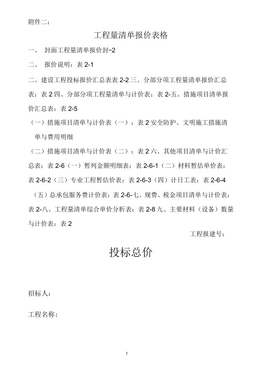 工程量清单报价表格