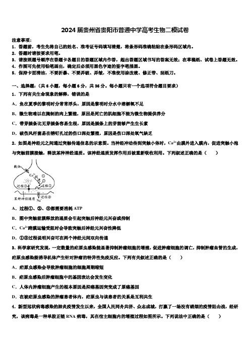 2024届贵州省贵阳市普通中学高考生物二模试卷含解析