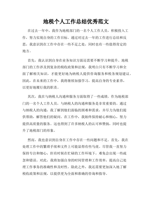地税个人工作总结优秀范文