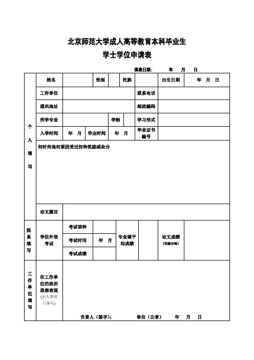 学位申请表、学位论文评定表(函授夜大)
