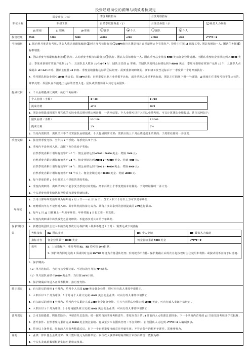 投资经理绩效考核方案