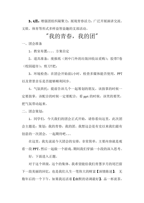 执行策划书：我的青春,我的团