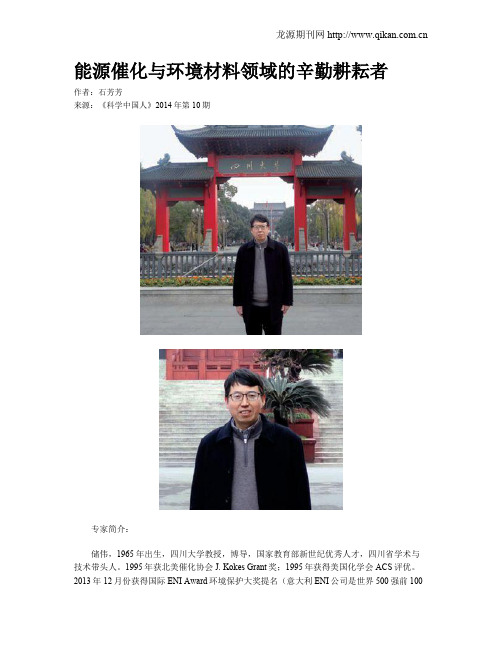能源催化与环境材料领域的辛勤耕耘者