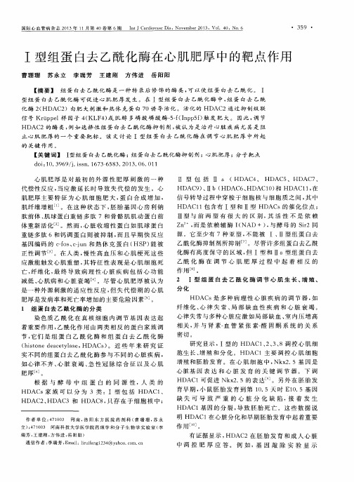 Ⅰ型组蛋白去乙酰化酶在心肌肥厚中的靶点作用