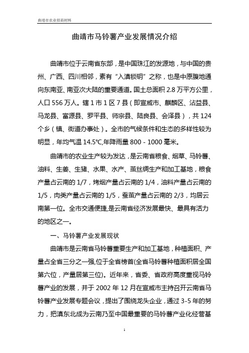 曲靖市马铃薯产业发展情况介绍