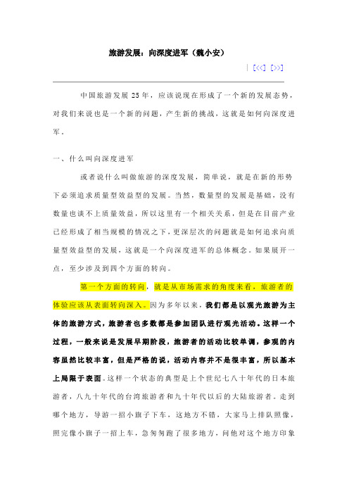 旅游发展——魏小安