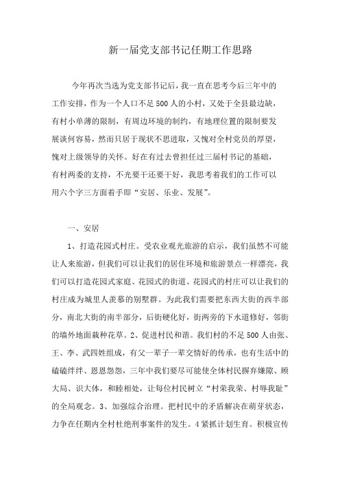 新一届党支部书记任期工作思路