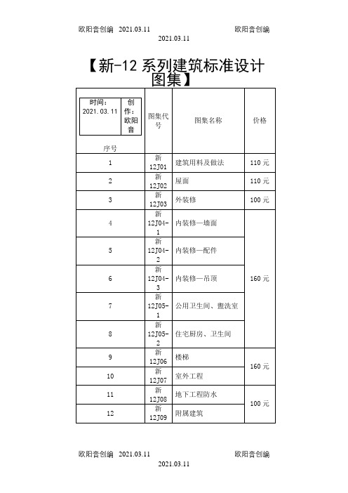新-12系列建筑标准设计图集之欧阳音创编