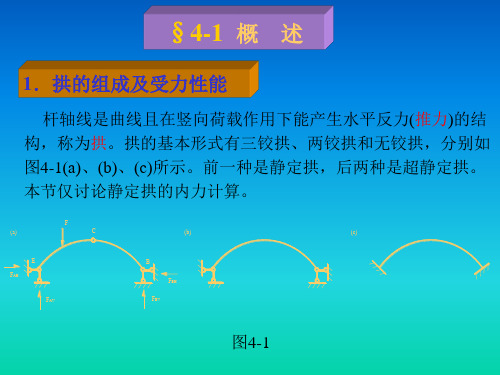 本章内容三铰拱的组成特点及其优缺点三铰拱的反力和内力