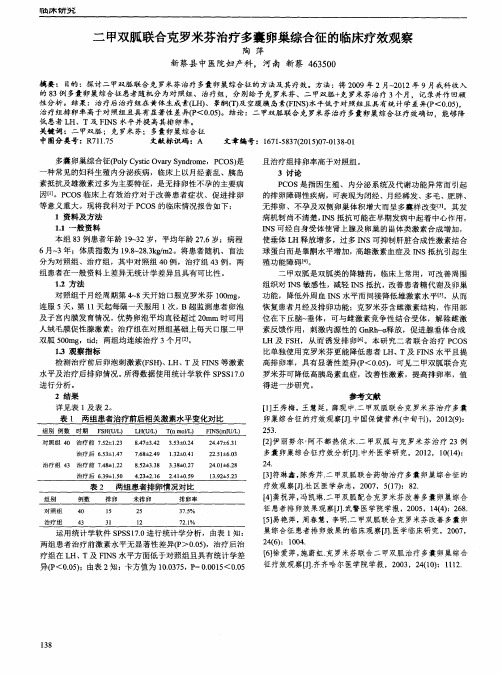 二甲双胍联合克罗米芬治疗多囊卵巢综合征的临床疗效观察