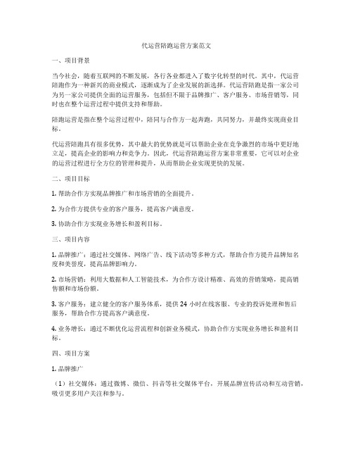代运营陪跑运营方案范文